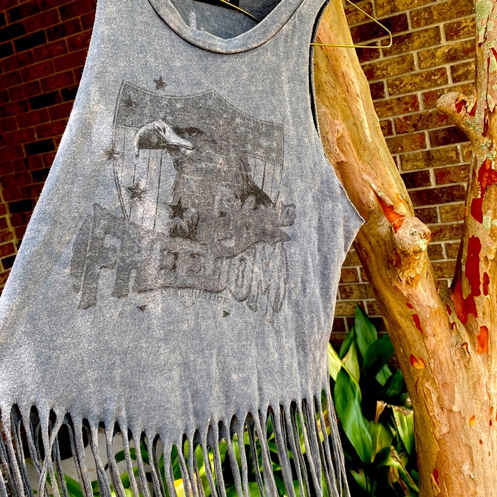 fabrik Grey Fringe Tank Top❤️‍🔥😻🍒🦅